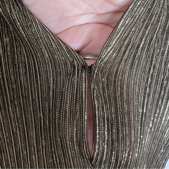 Sabina Musayev Ray Metallic Gold Tiered Maxi Dress Bow Tie Sz M - Picture 5 of 10